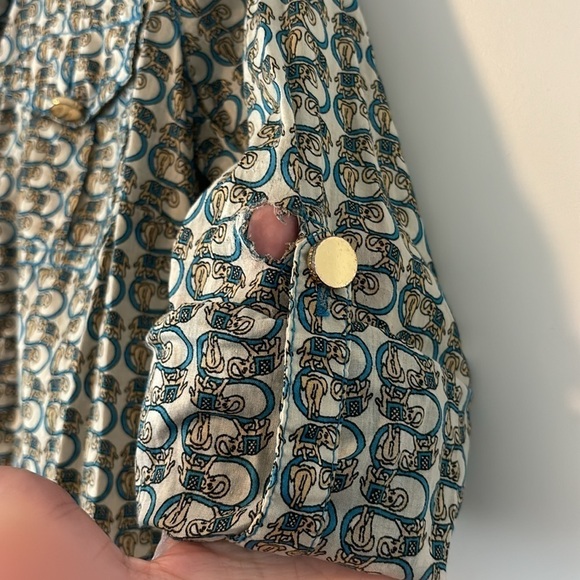 Tory Burch Elephant print blouse tunic size 2 with flaws - Picture 10 of 13